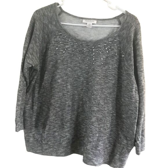 Motherhood Maternity Gray Rhinestone Blouse Extra Large - Picture 2 of 8